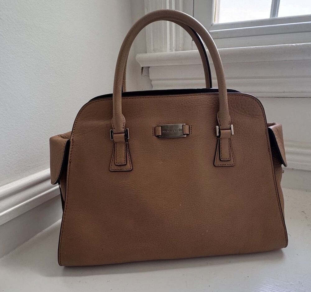 Michael Kors Rare Handbag Structured Tote Cognac Leather Purse Quite Luxury Old